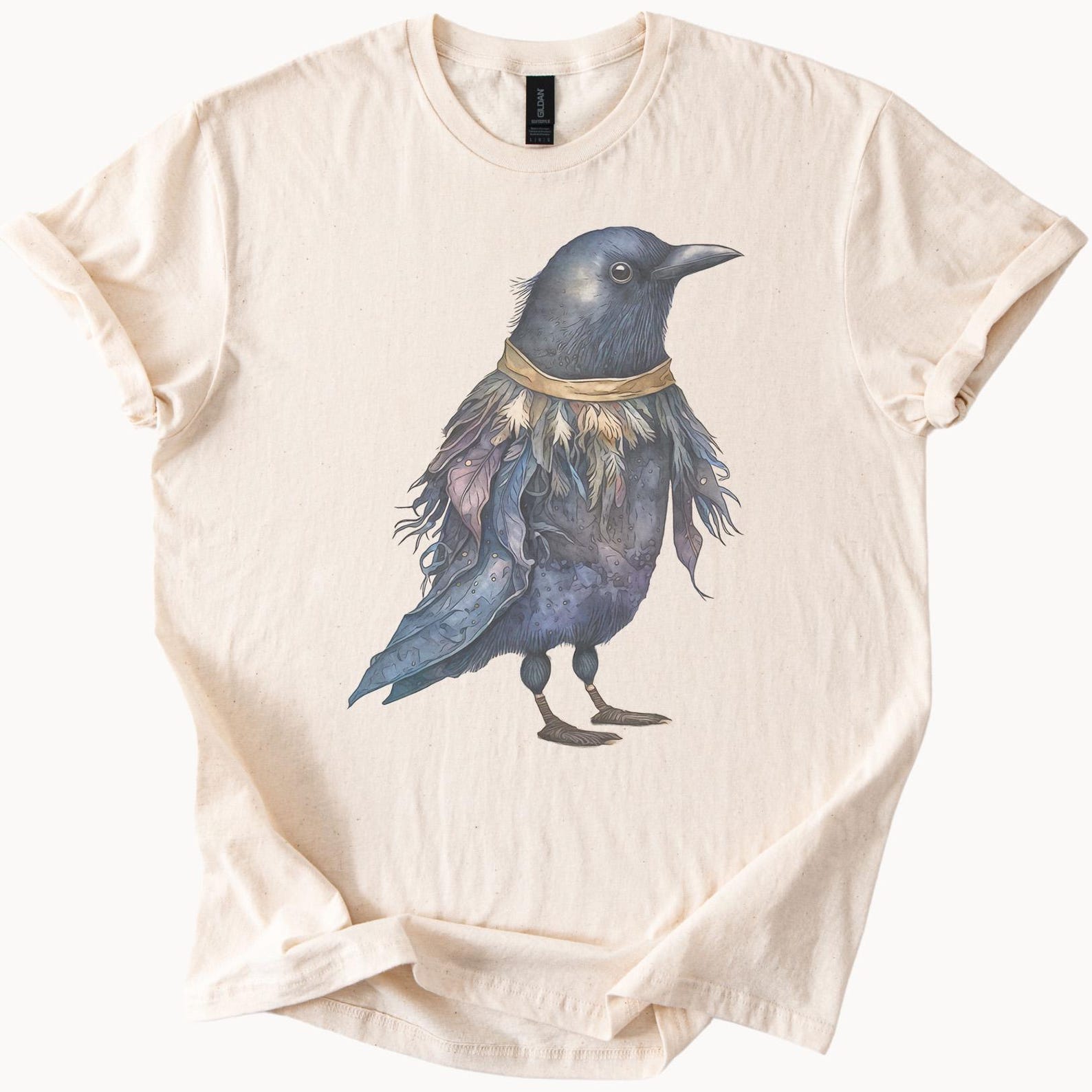 Raven Graphic T Shirt Artistic Watercolor Bird Illustration Nature Inspired Crow Tee Unique Animal Art Shirt Gift for Bird Lovers 100