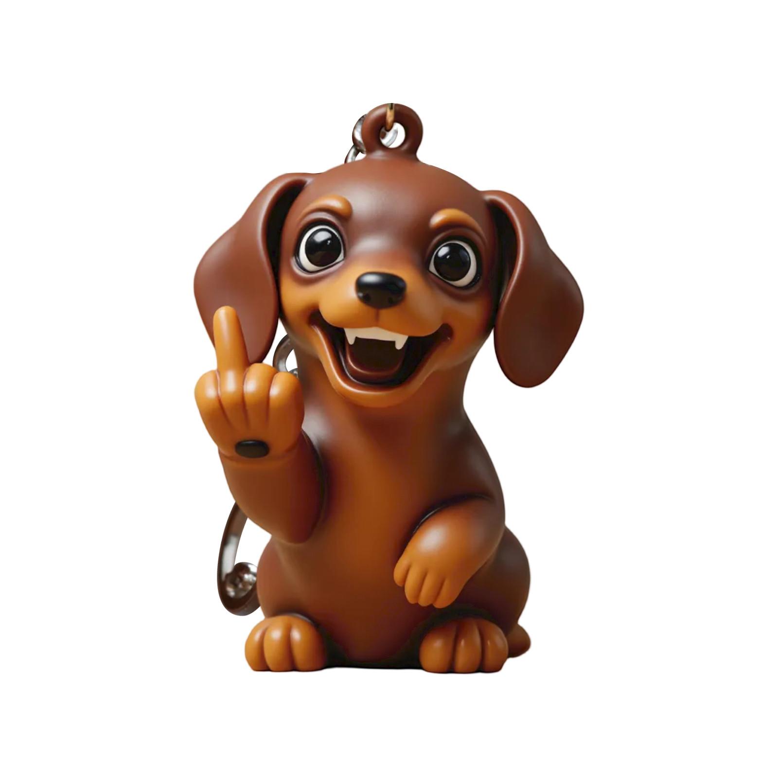 

Забавный дизайн брелока для ключей с собакой на среднем пальце, супер милый мятежный щенок брелок One Size