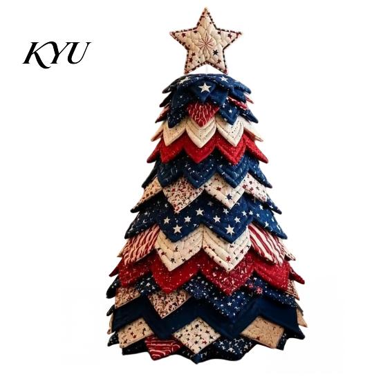 Pacchetto Completo Materiale da Cucito Kit Artigianale Albero di Natale in Tessuto Trapuntato Fai da Te, Set Regalo Fatto a Mano Patchwork Vintage per Insegnanti Amici Natale, da Tavolo