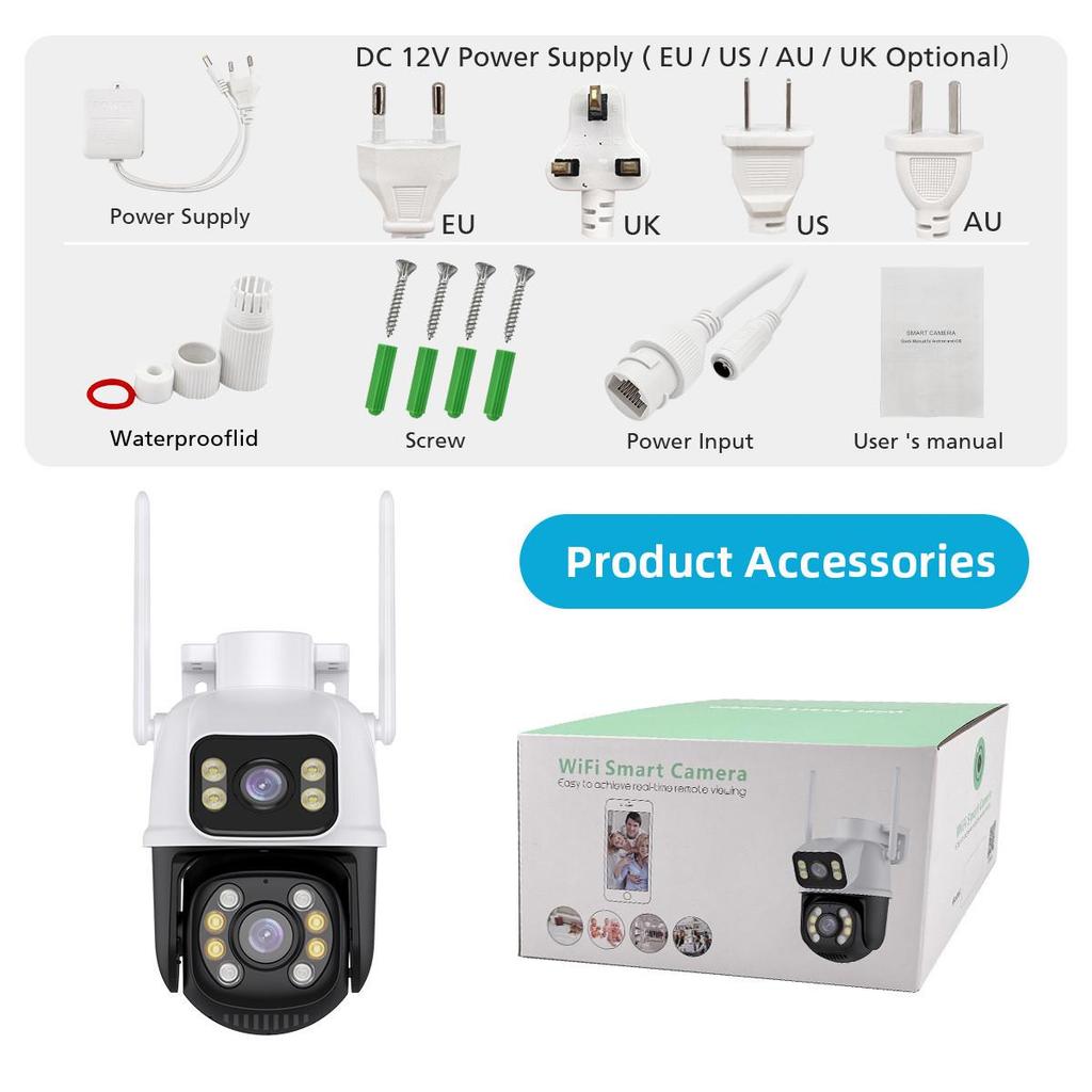 icsee 8MP Wireless Dual-Lens HD Night Vision Outdoor Security Camera with 360° Mobile Remote Control