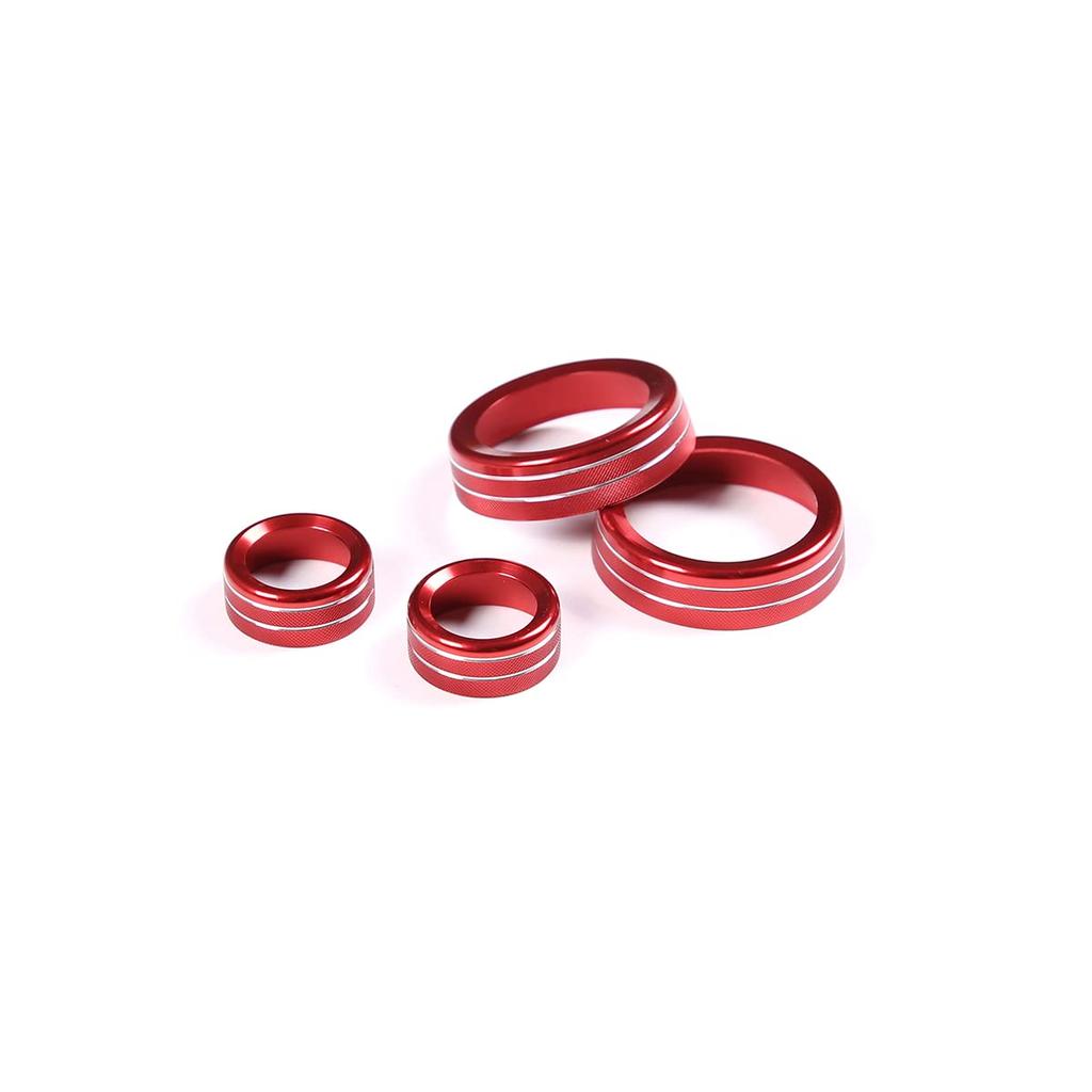 METYOUCAR Set of Aluminum Alloy Air Conditioning and Volume Control Knob Decorative Rings for Chevrolet Corvette C7 4-Piece 2014-2019 (Red)