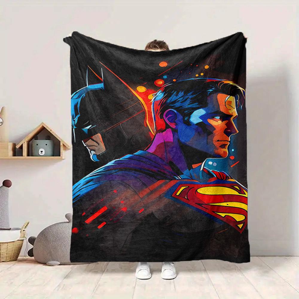 1pc Superhero Batman Flannel Throw Blanket Lightweight Soft Warm All Season Blanket for Sofa, Bed, Travel,L1028059