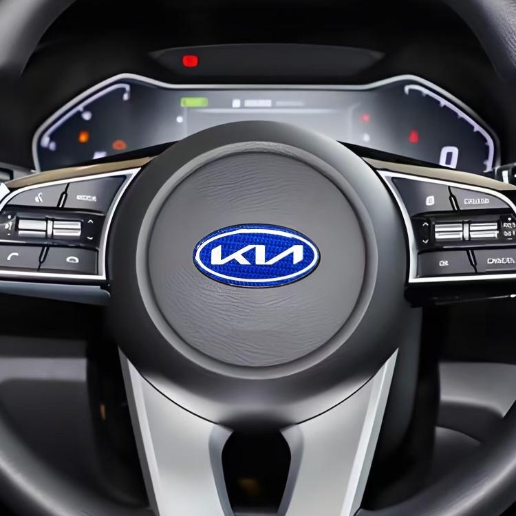 AIL1 1 Stück 3D neuestes KIA KN Kohlefaser Lenkrad Emblem Aufkleber Auto Lenkrad Auto Innenraum Emblem Auto Styling Zubehör
