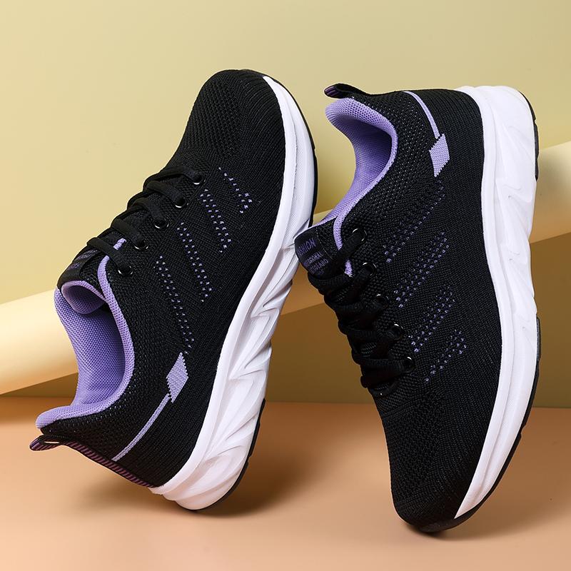 Fashion Women's New 2024 Autumn Black Sneakers Mom Middle-Aged And Elderly Running Shoes Work Soft Bottom Not Tiring On The Feet