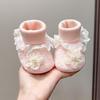 Soft Sole Baby Girl Shoes: Flower Princess Style, 0-12 Months, Warm & Thickened for Autumn/Winter