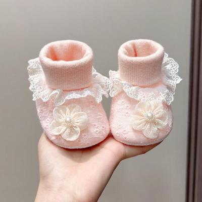 Weiche Sohle Babymädchenschuhe: Blumenprinzessin Stil, 0-12 Monate, Warm & Verdickt für Herbst/Winter