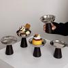 Fruit Bowl Restaurant Cake Ice Cream Desktop Stainless Steel Wooden Foot Dessert Tall Cup Dessert Bowl Decoration Storage Trays