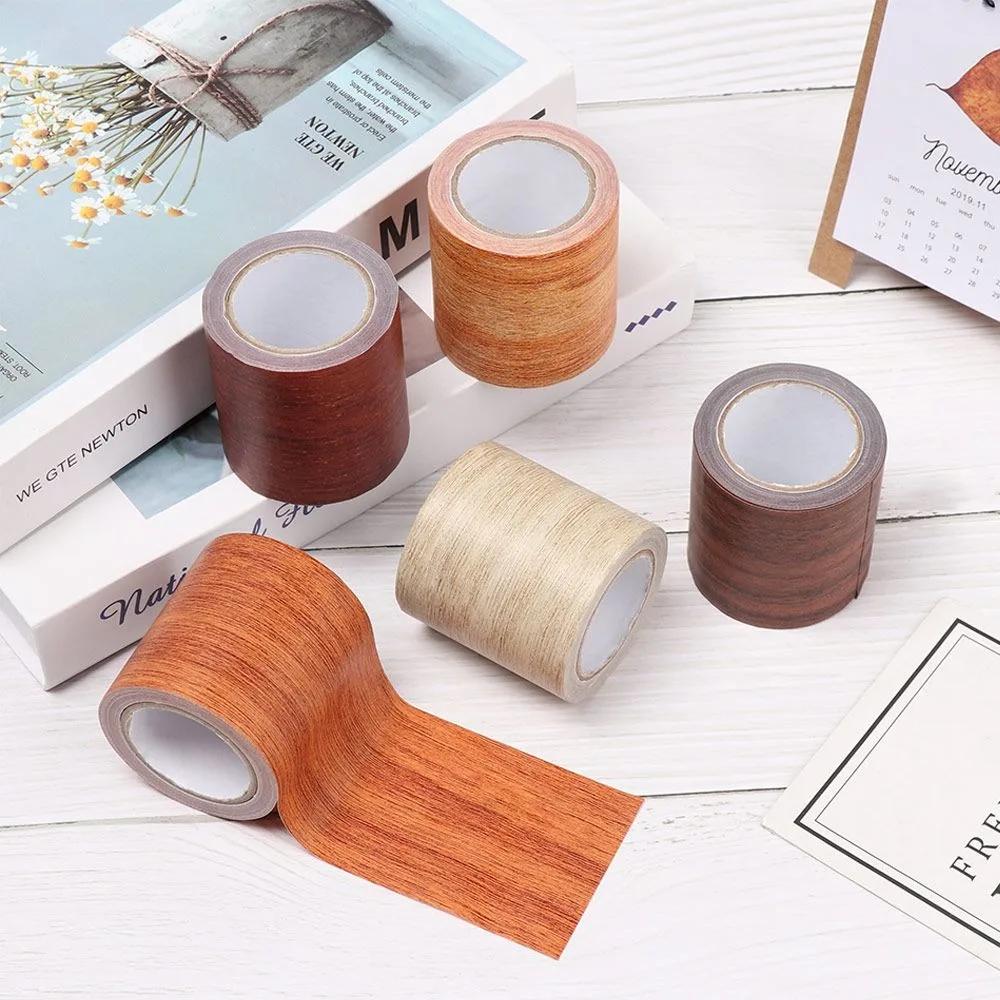 5M/Roll Self-adhesive Floor Repair Sticker Waterproof Wood Grain Door Decals Realistic Skirting Line Home Decoration