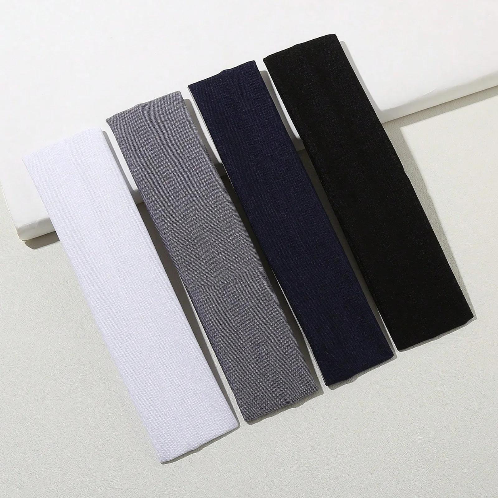 

4PCS Set of Minimalist Preppy Headbands, Casual Hair Bands, Headscarf-Style Headbands & Sweat-Absorbent Bands, Solid-Color Casua
