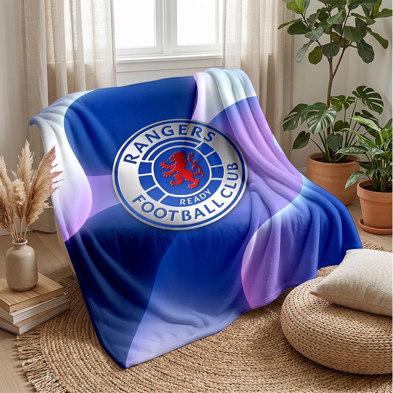 Rangers FC Weiche Flanell-Fleece-Decke Leicht Gemütlich Warm Überwurfdecke für Sofa Bett Heimdekoration