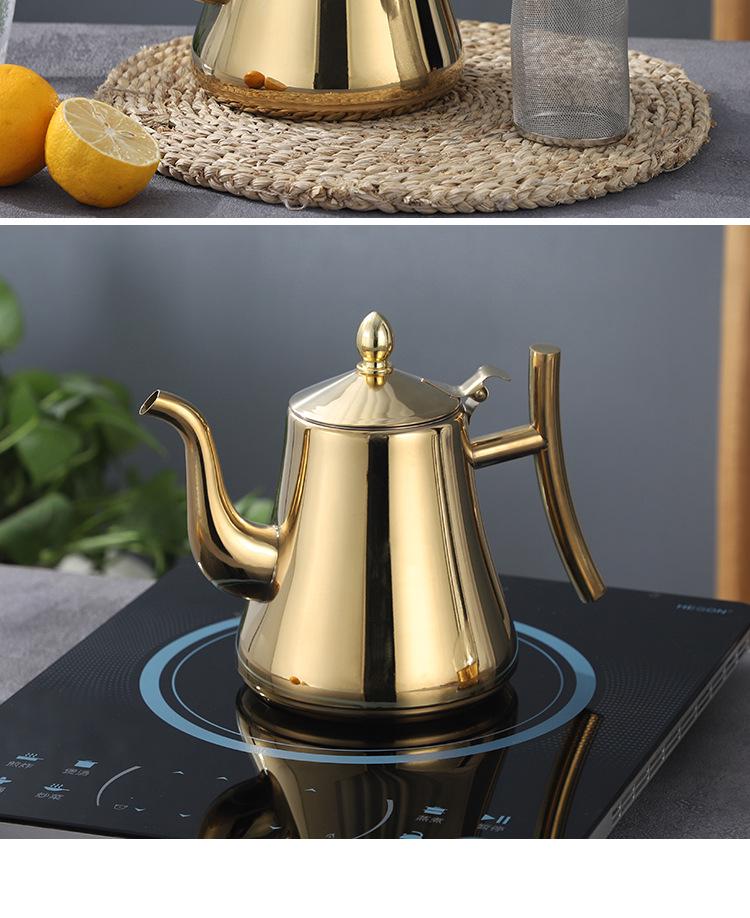 Stainless Steel European-Style Non-Magnetic Kettle Teapot with Filter – Universal for Household, Hotel, and Induction Cookers.