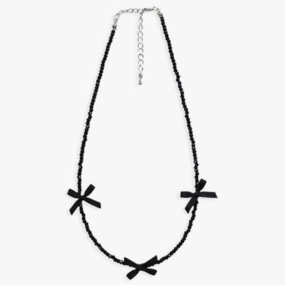 PINK PINEAPPLE RIBBON CHOKER NECKLACE_BLACK