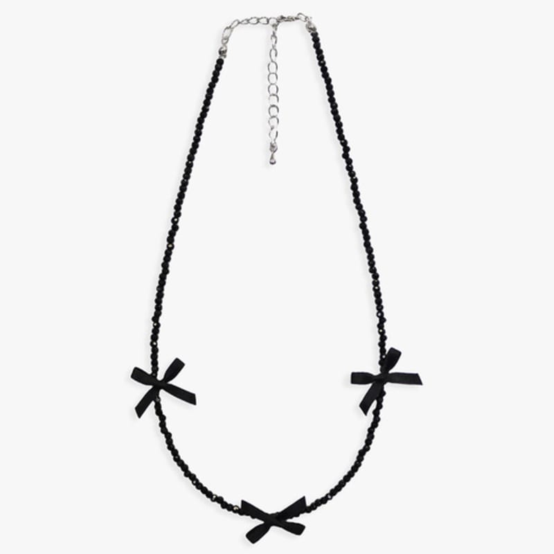 

PINK PINEAPPLE RIBBON CHOKER NECKLACE_BLACK BLACK_FREE