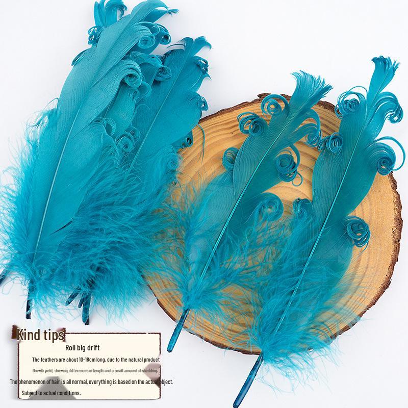 DIY Handmade White Large Curly Feather Accessories for Hats, Clothing, and Bags