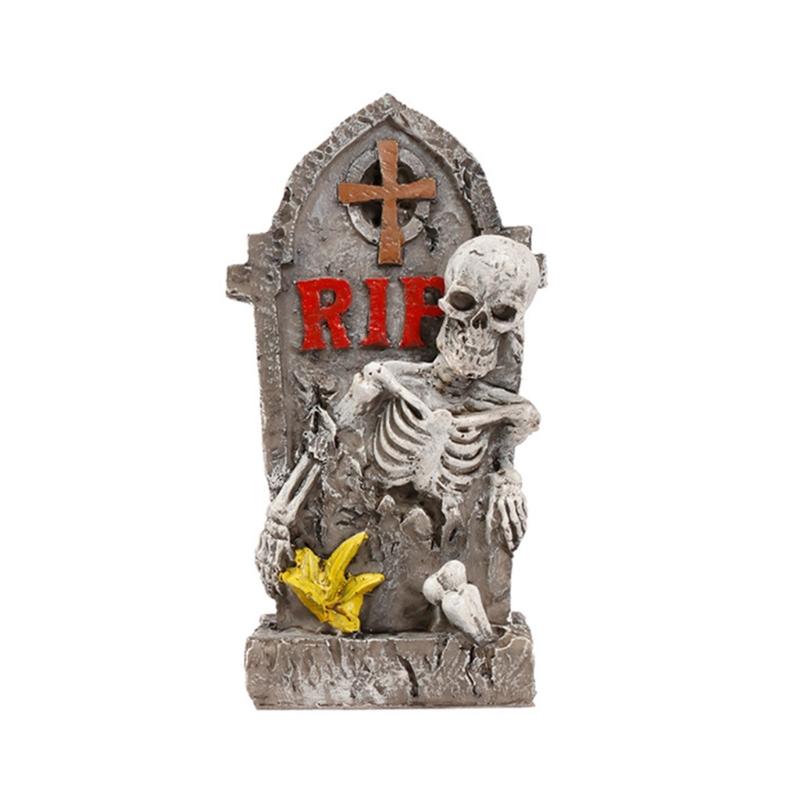 

Halloween Decorations Scary Skeleton Tombstones Figurines Tombstones Statues Sculptures for Yard Lawn Decorations