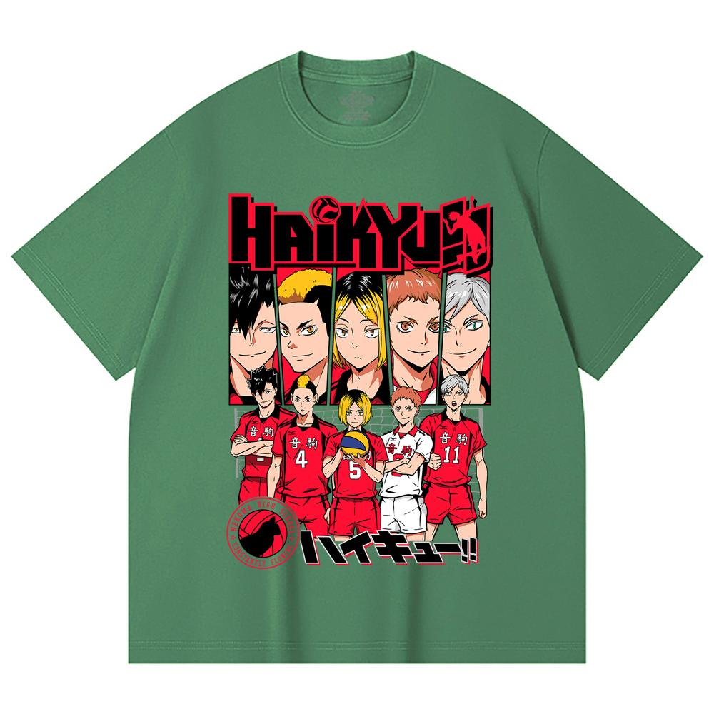 230 Gsm 100% Cotton Haikyu V8 Nekoma High Print Unisex Heavy Cotton T Shirt