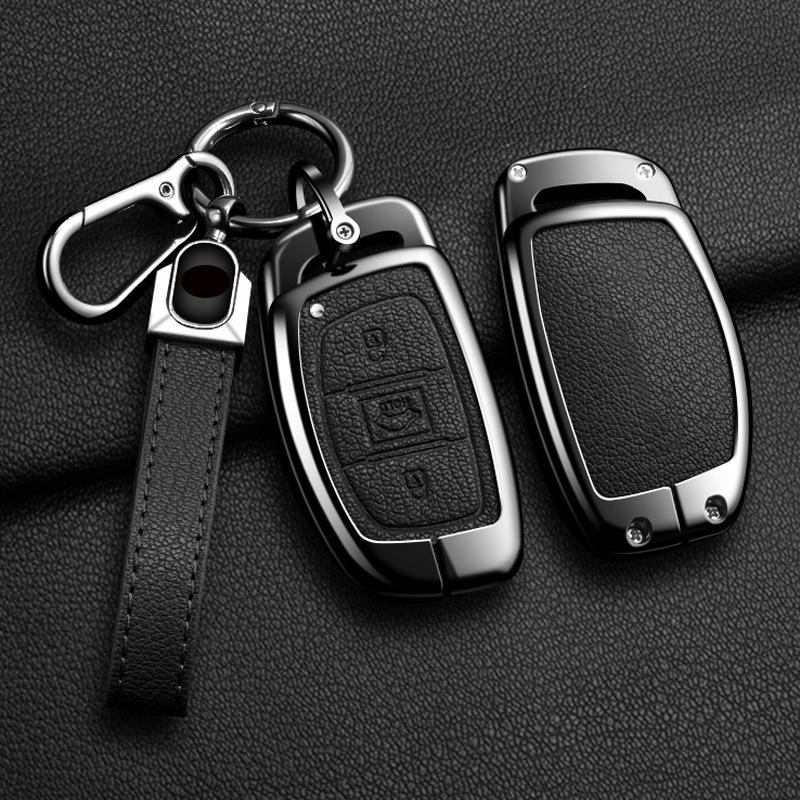 Zinc Alloy Leather Car Key Holder For Hyundai Tucson Elantra Creta Sonata Ix35 Ix45 I40 I30 I20 I10 Ioniq Accent Creata Key Fob