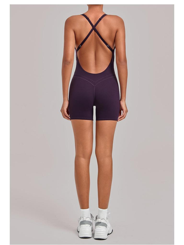 Nouveau Body de Sport Yoga Européen et Américain: Combinaison une pièce à dos croisé, ajustée, pour le fitness et la course à pied