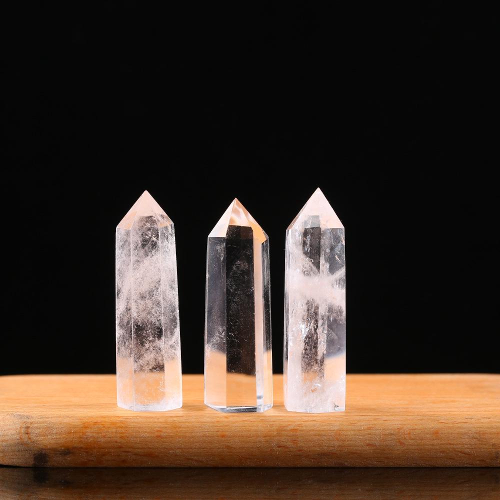 Hexagonal Crystal Column Ornament: Polished Semi-Precious Stone in Various Materials
