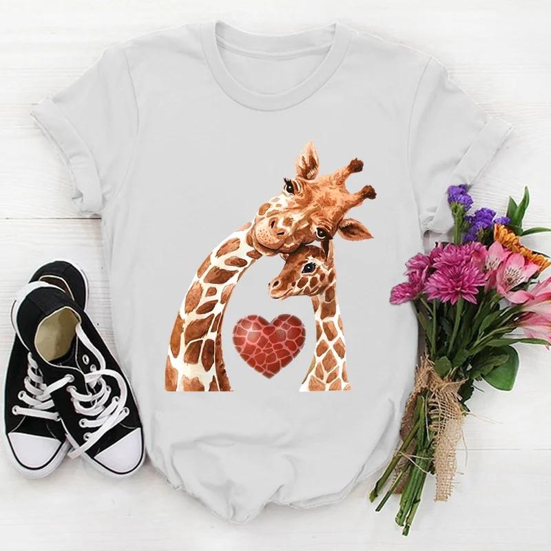 

New Giraffe Print T Shirt Women Short Sleeve Tops Tees Summer Fashion Loose Casual TShirt S