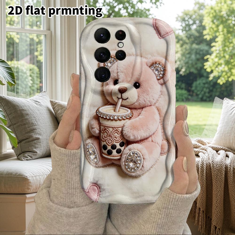 Phone Case: 2D Flat Samsung Galaxy A34 A35 M05 M06 S20 S22 S21 FE Plus 5G Protective Case, Couple Style, Milk Tea Little Bear, Christmas and Halloween