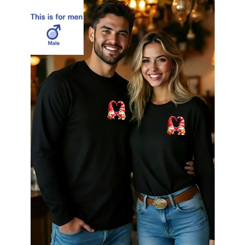 1PCS Valentine s Day Long Sleeve Top Couple Style Versatile Inner & Outer Wear S