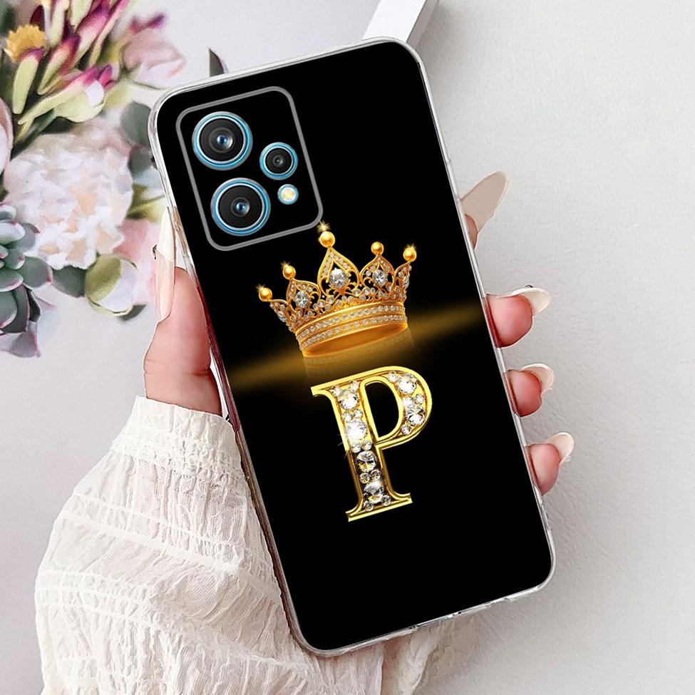 6.4" For Realme 9 Pro Plus Case RMX3392 Clear Fashion Luxury A-Z Letters Soft Bumper Cover For Realme 9 Pro+ Phone Case RMX3393