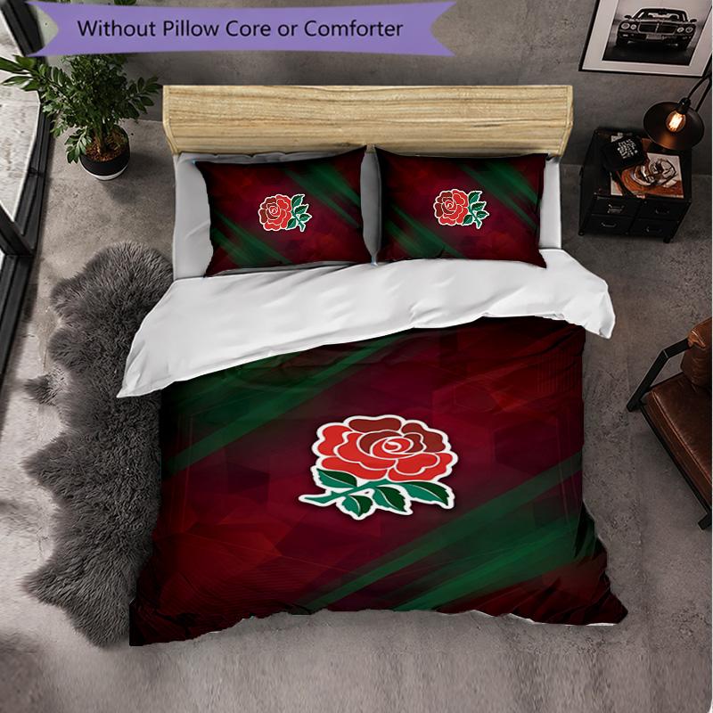 Set Biancheria da Letto 3 Pezzi in Microfibra con Fantasia Rugby Inglese Copripiumino Decorativo per Camera da Letto Uso Domestico