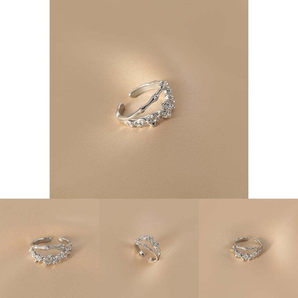 Elegant Korean Style Irregular Lava Ring For Women Adjustable Open Finger Ring