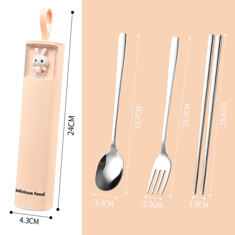 

Портативный набор столовой посуды для кемпинга на открытом воздухе и студентов (ложка, палочки для еды) cute rabbit