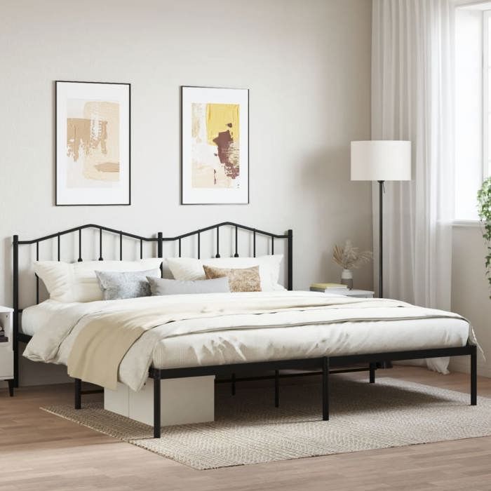 VidaXL Cadre de lit métal avec tête de lit noir 193x203 cm 373795