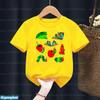 Newly Kids T-Shirt Funny The Very Hungry Caterpillar Cartoon Print Tshirts For Boys Summer Cute Boys/Girls Yellow Tshirt Top
