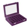 Small Velvet Jewelry Box Organizer 24 Compartments Jewelry Case Earring Rings Storage Box Jewelry