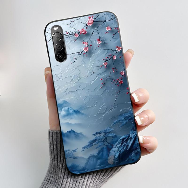 Fodral För Sony Xperia 10 II / 10 III Mobilskal Estetiskt Mode Söt Katt Astronaut Svart Silikon Mjuk Stötdämpande Baksidesskydd