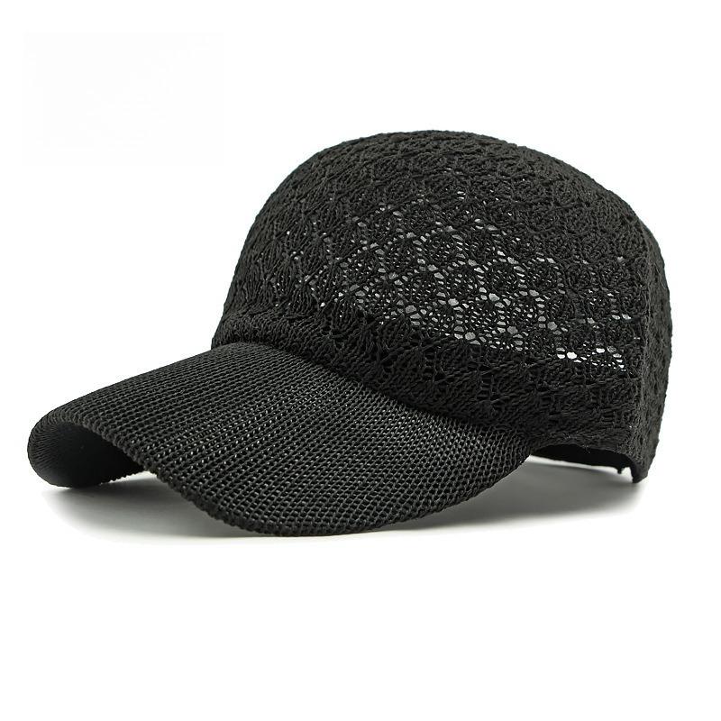 Women s Summer Breathable Hollow-Out Knit Baseball Cap Crochet Mesh Peaked Hat Casual Beach Sun Protection Visor Adjustable 55-60cm