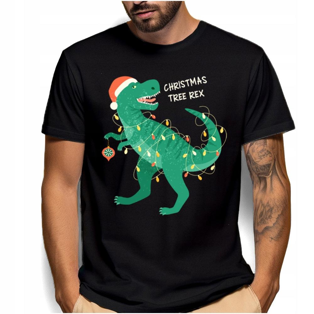 Koszulka Świąteczna Dinozaur Christmas Dino Prezent Mikołajki Klasowe L
