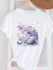 (Asian Size) Short Sleeve Women's Top T Female Print  Fashion ladies O-neck Casual trend lovely flower cute Clothing  Graphic Tee T-shirts