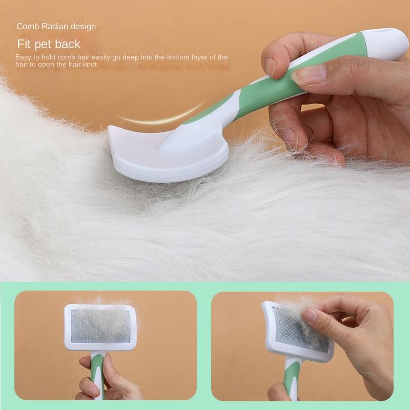 Dog Brush Stainless Steel Dogs Combs Massage Dog Grooming Brush Pet Hair Remover Cleaning Tools Soft Handle Cat Comb Brush Cat