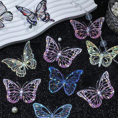 20 Pcs Hollow Carving Butterfly Stickers Decorations 3D Dazzling Mirror Metallic Butterflies Decals for Scrapbooks Junk Journal Supplies