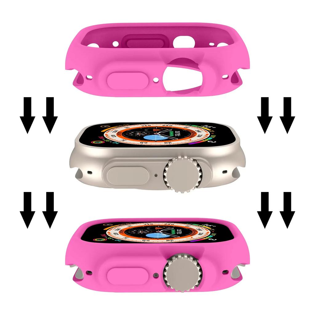 Soft Silicone Case for Apple Watch9 8 Ultra 49MM 45mm Cover Protection For iWatch series 7 6 5 4 SE 40 44 41mm Bumper