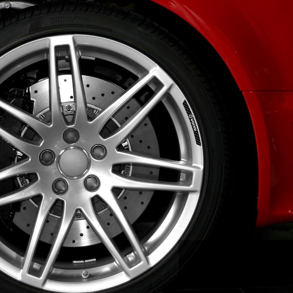 Rcmjh6 4pcs Car Stickers Refitting Wheel Sticker Carbon Fiber Rims Decorative Exterior Parts For Volvo S80 V40 V50 V60 V70 D6 D4 T5 C30