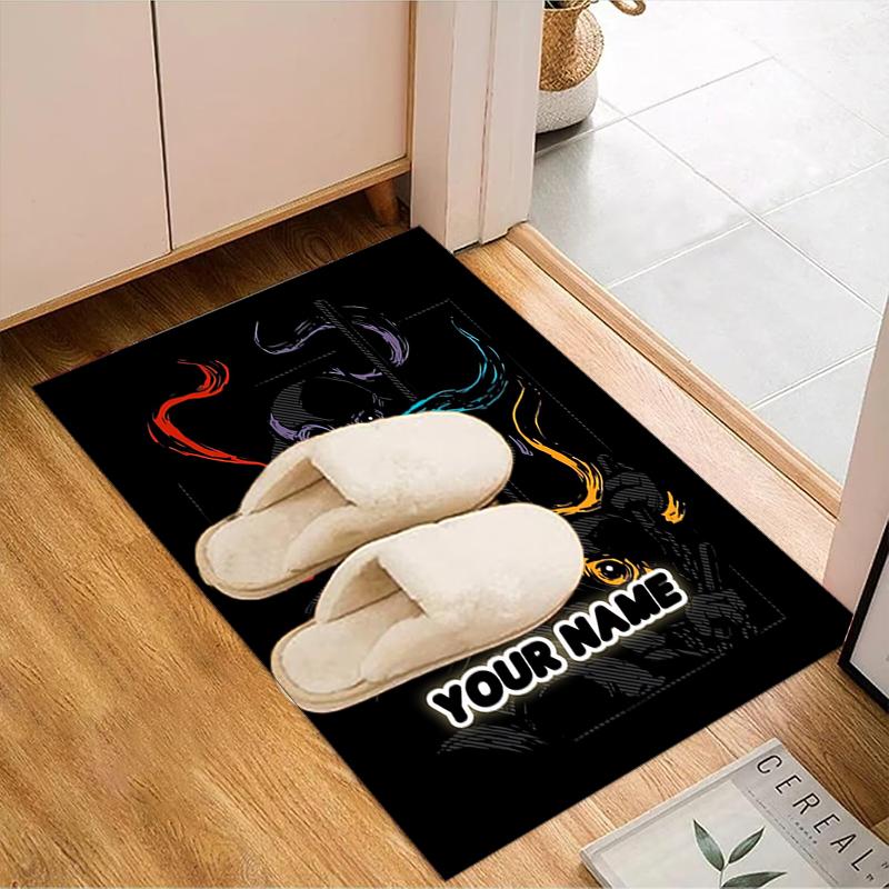 1PC Custom Name "Dark Fantasy Warrior" Theme Floor Mat Ideal for Living Room, Game Rooms, Office, Bedroom Floor Mat Playful Design