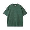 T-shirt da uomo in puro cotone pesante da 260 g, effetto retrò, con motivo a fiocchi di neve, vestibilità ampia, maniche corte