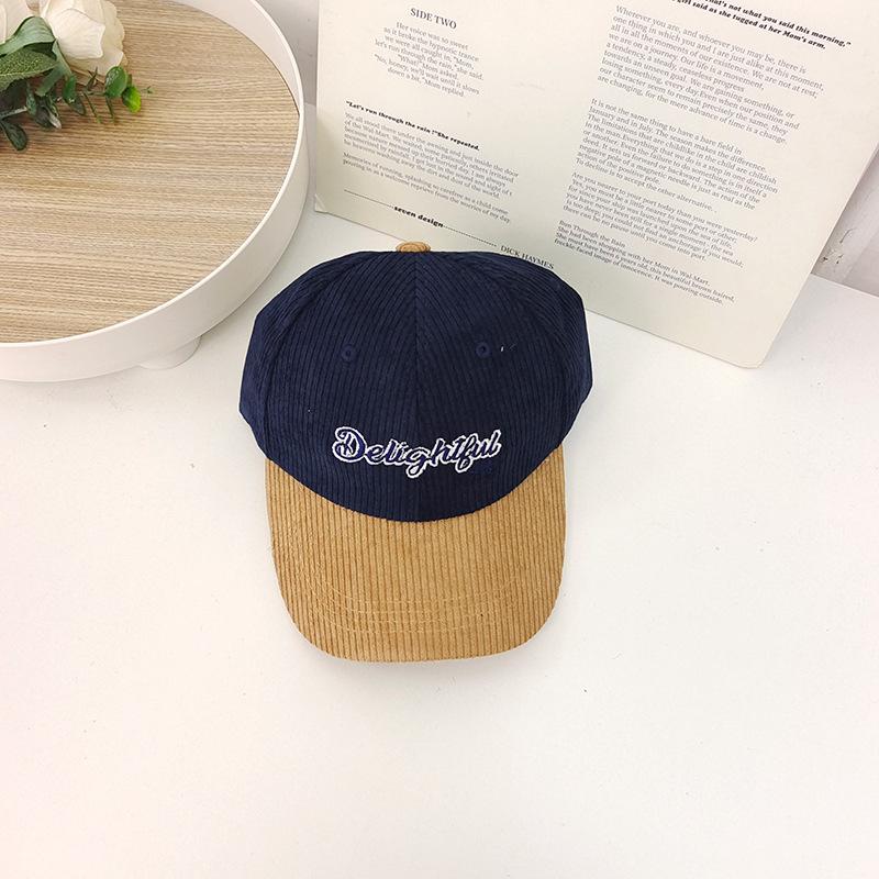 

Color-blocked Corduroy Letter Embroidered Baseball Hat for Women In FallSeason and ColdSeason Versatile DailyWear Hard Top Wide Brim Baseball Cap One Size