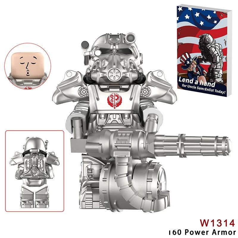 

MOC Military T60 Power Armor Soldiers Mini Anime Action Figures Bos Knights Robots Building Blocks Bricks DIY Toys for KIDS gift style 1