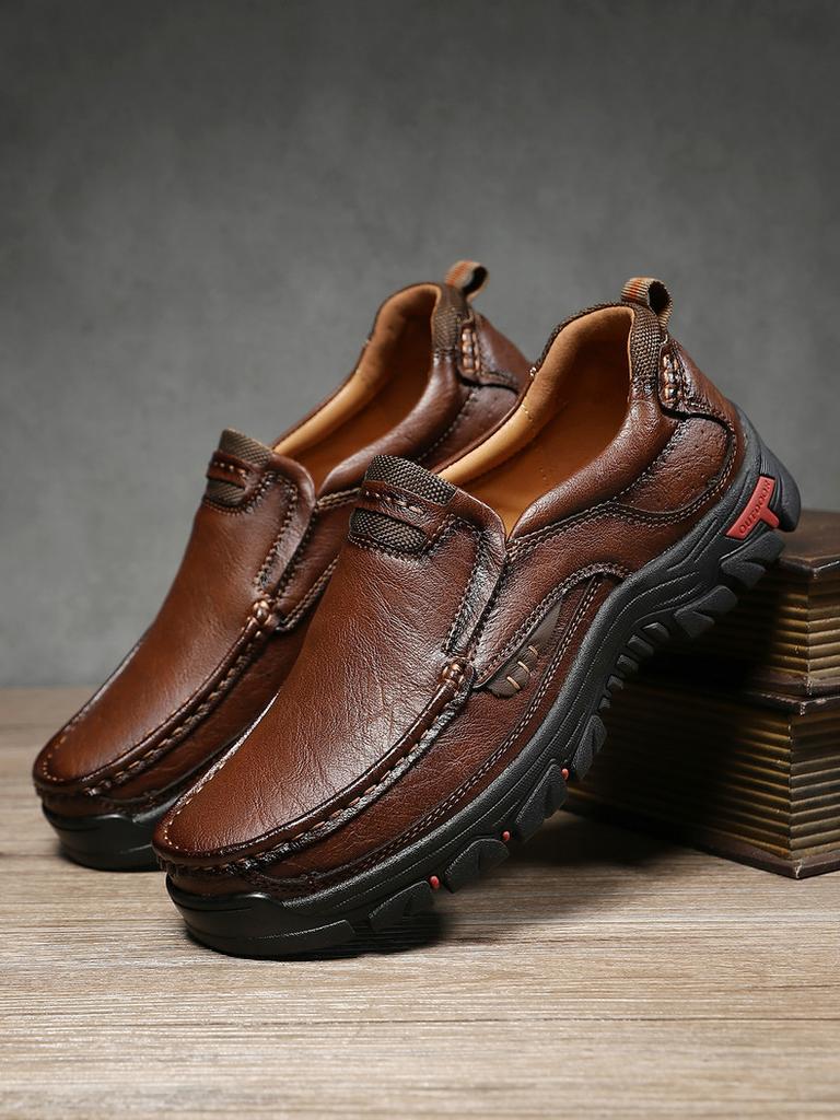 Fashion New Arrival Leather Men Loafers Comfy Handmade Men's Casual Shoes Outdoor Male Hiking Footwear Slip-on Treking Flats Moccasins