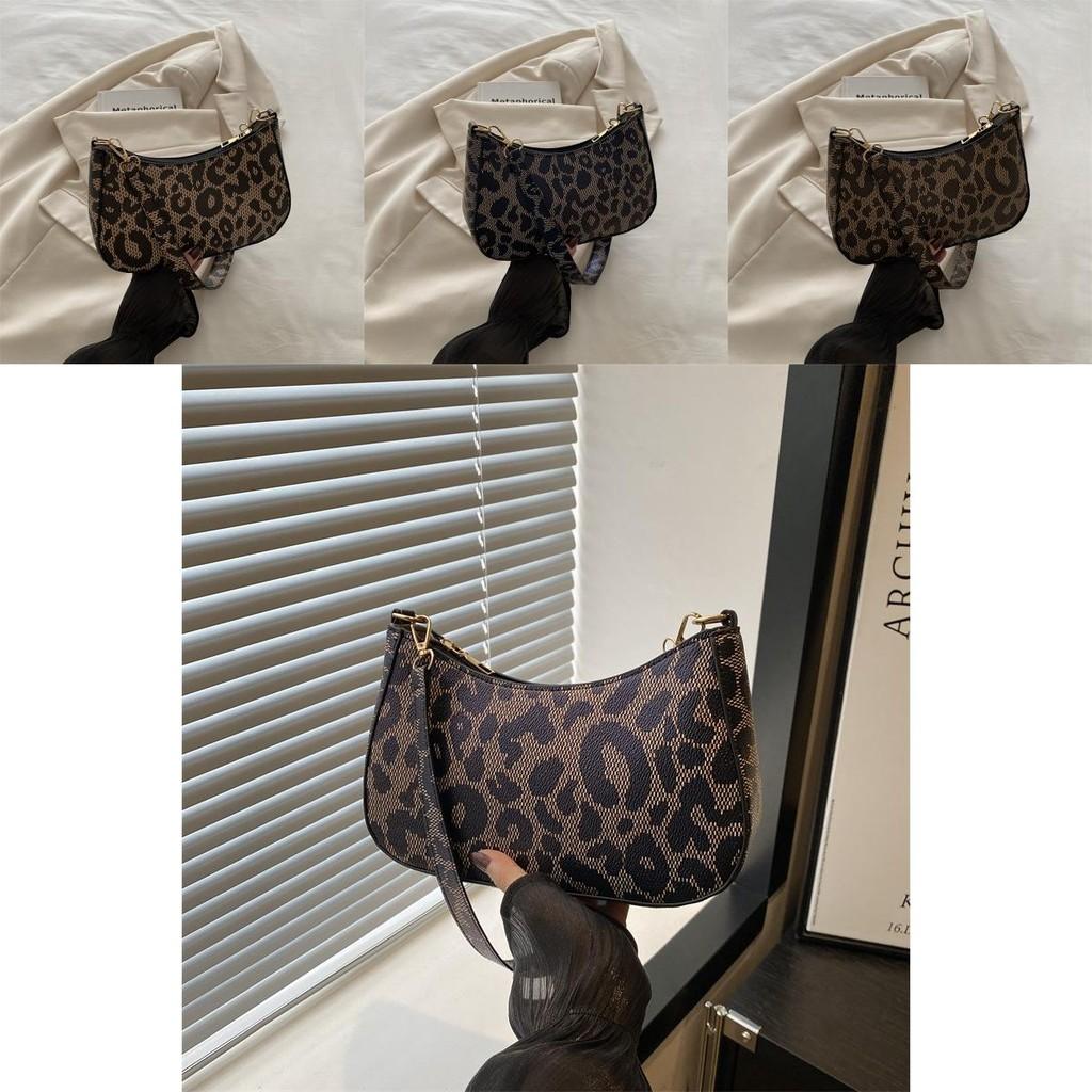 Fashionable Retro Leopard Print Pu Crescent Bag For Women Versatile Daily Use