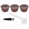 Kaffekapslar Återanvändbara Påfyllningsbara Kaffekopp Filterkit Passar för DOLCE GUSTO Maskin(Kaffe 3 kapslar1 sked 1 borste)