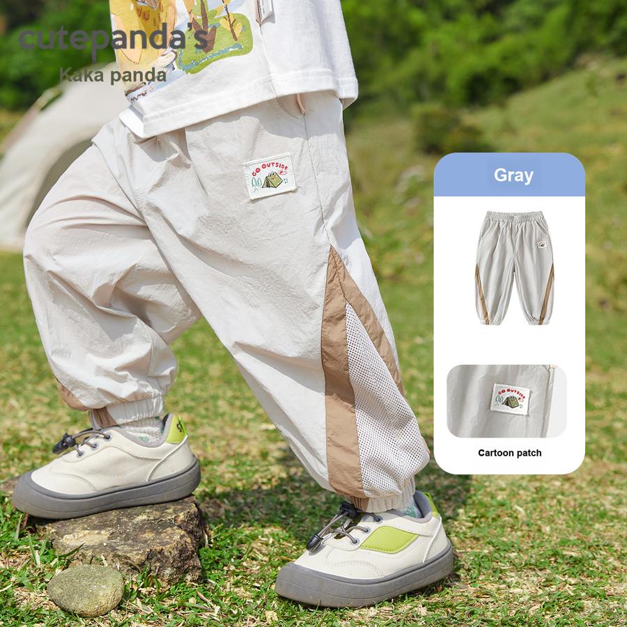 Panda Baby Boys' Mosquito Protection Pants Children's Summer Clothes Girls' Toddler Summer Casual Air Conditioning Pants Thin Pants