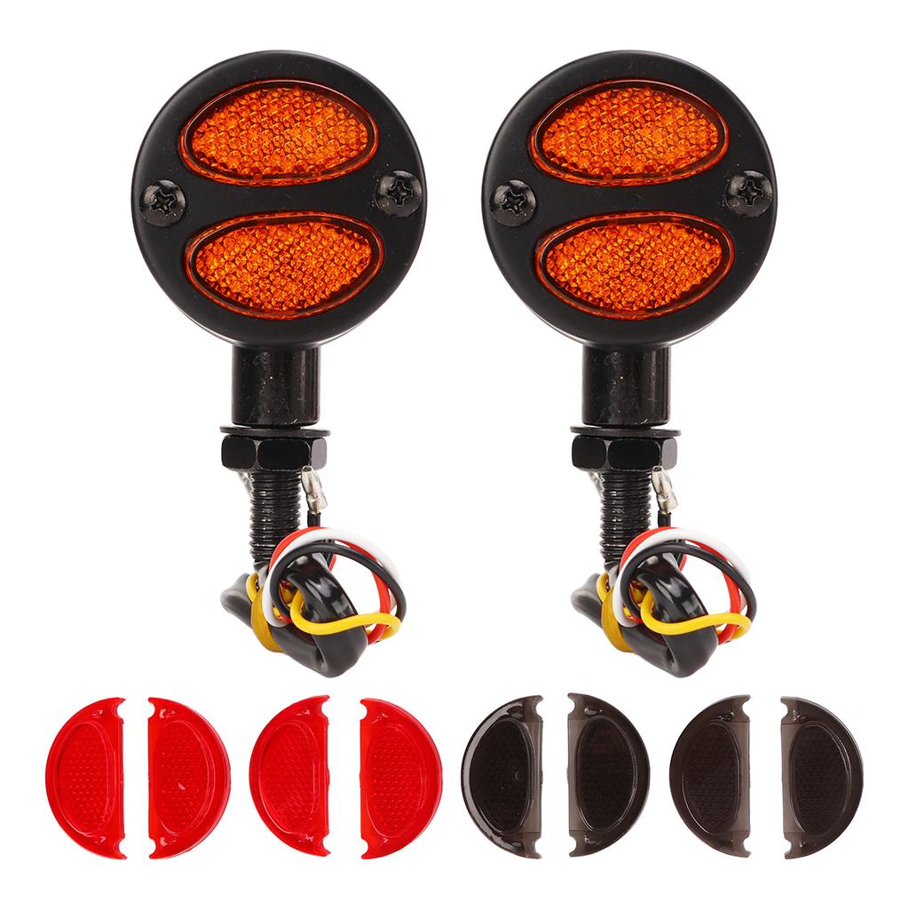 1 Pair Motorcycle LED Turn Signal Light Dual Color Indicator Blinker 12V for Motorbike
